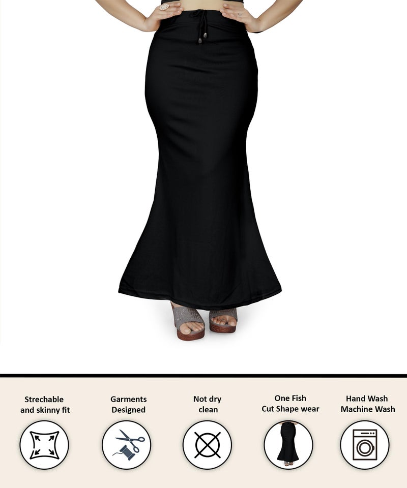 Kipzy Lycra Saree Shapewear  Long Skirt for Women for Beach  Night Out  Regular  Office  Party (Black  3XL) - Image 2